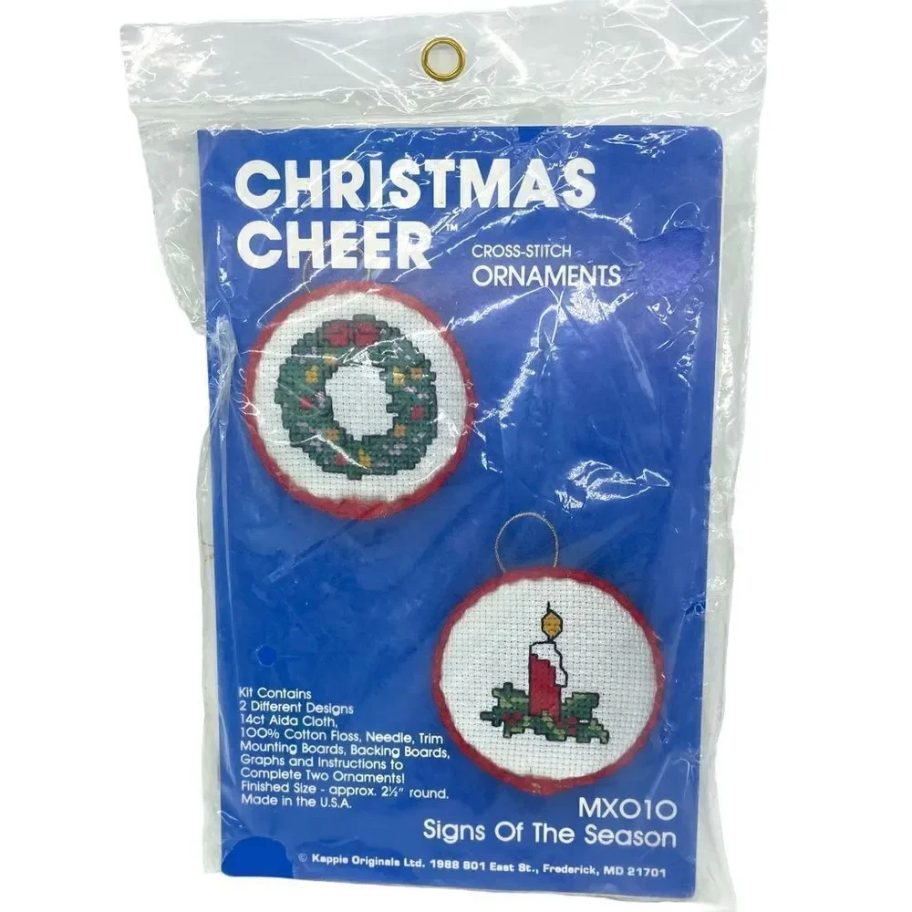 Vintage Christmas Cheer Cross Stitch Ornaments Kit